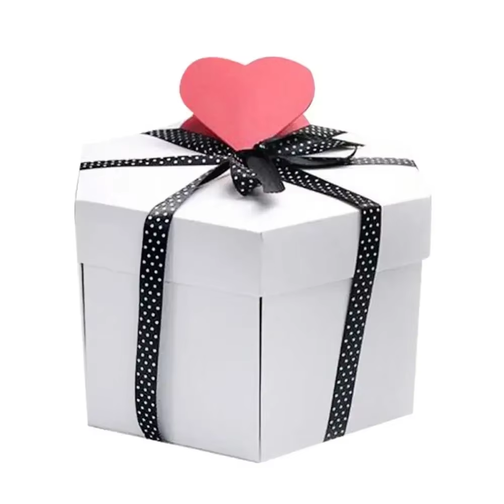 DIY Hexagonal Photo Album Box Scrapbook Lovely Surprise Explosion Couple Box Love Memory Anniversary Valentine'S Day Love Gift