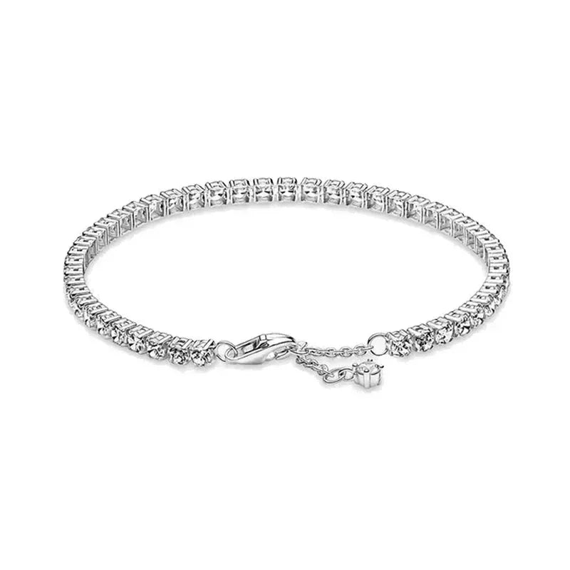New 925 Sterling Silver Tennis Crystal Bracelet Sparkling Luxury Women'S Jewelry Zircon Water Bracelet Wedding Surprise Gift