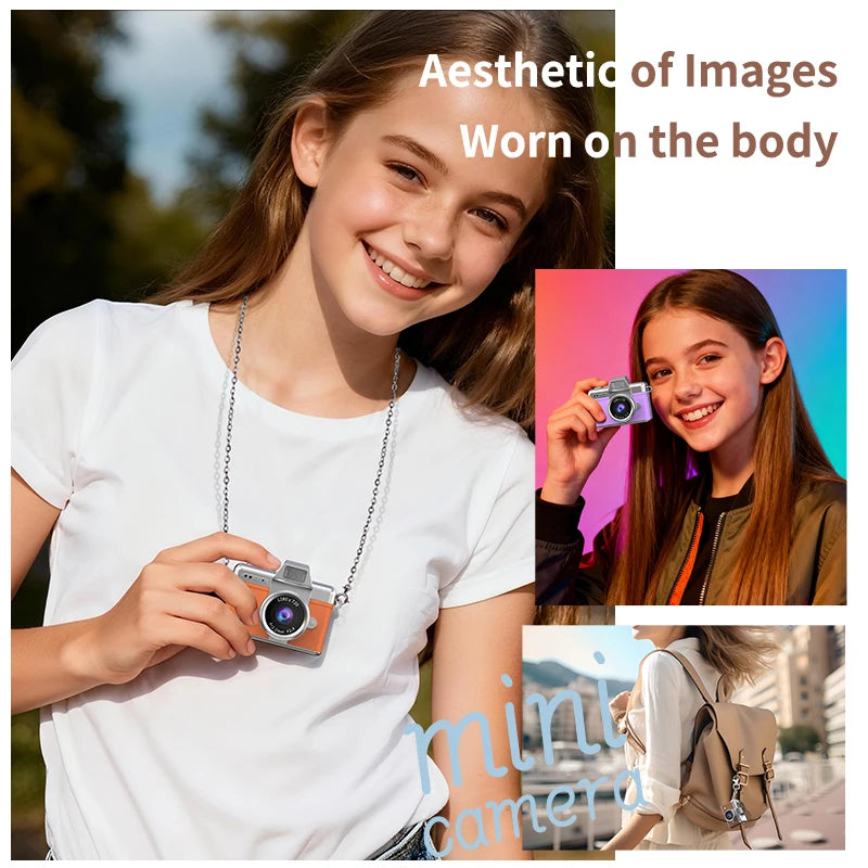 Flip-Screen Vintage Thumb Camera Selfie Flash with Keychain Compact HD Camera Fashion Accessory Special Mini Camera Gift Set