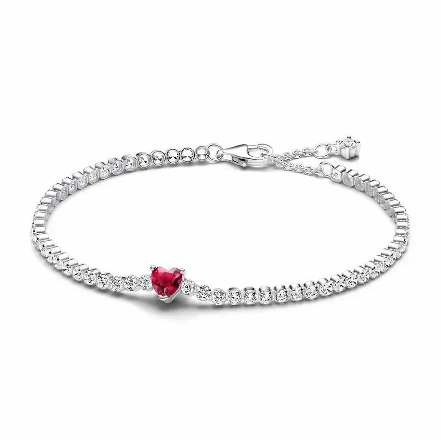 New 925 Sterling Silver Tennis Crystal Bracelet Sparkling Luxury Women'S Jewelry Zircon Water Bracelet Wedding Surprise Gift