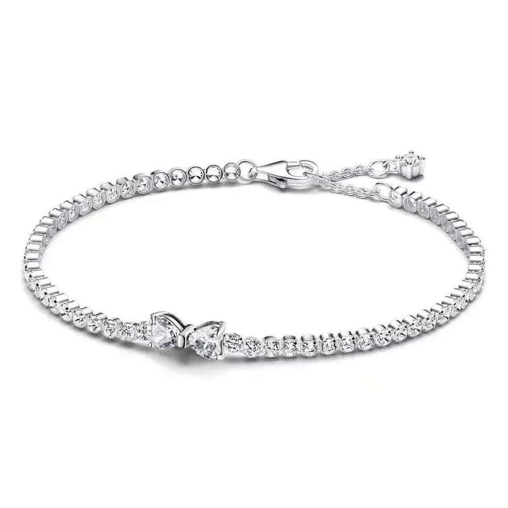 New 925 Sterling Silver Tennis Crystal Bracelet Sparkling Luxury Women'S Jewelry Zircon Water Bracelet Wedding Surprise Gift