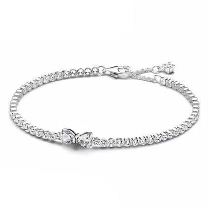 New 925 Sterling Silver Tennis Crystal Bracelet Sparkling Luxury Women'S Jewelry Zircon Water Bracelet Wedding Surprise Gift