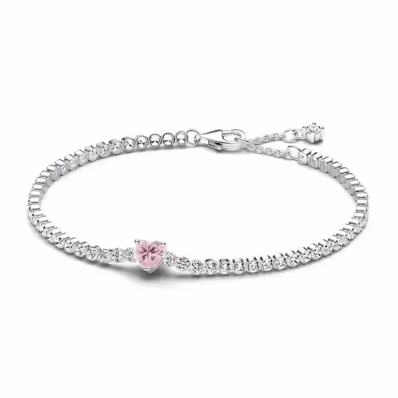 New 925 Sterling Silver Tennis Crystal Bracelet Sparkling Luxury Women'S Jewelry Zircon Water Bracelet Wedding Surprise Gift
