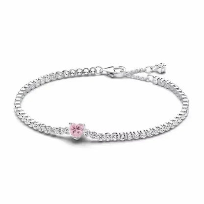 New 925 Sterling Silver Tennis Crystal Bracelet Sparkling Luxury Women'S Jewelry Zircon Water Bracelet Wedding Surprise Gift