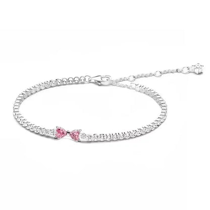 New 925 Sterling Silver Tennis Crystal Bracelet Sparkling Luxury Women'S Jewelry Zircon Water Bracelet Wedding Surprise Gift