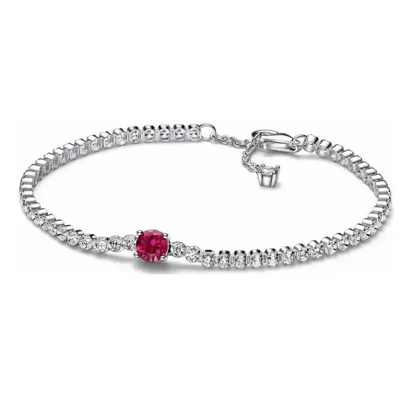 New 925 Sterling Silver Tennis Crystal Bracelet Sparkling Luxury Women'S Jewelry Zircon Water Bracelet Wedding Surprise Gift