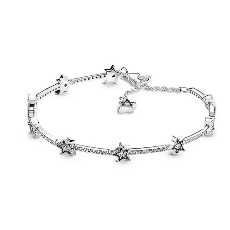 New 925 Sterling Silver Tennis Crystal Bracelet Sparkling Luxury Women'S Jewelry Zircon Water Bracelet Wedding Surprise Gift