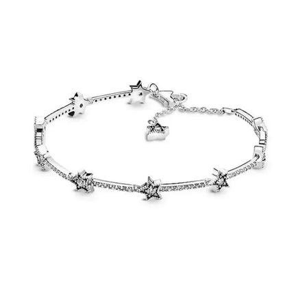 New 925 Sterling Silver Tennis Crystal Bracelet Sparkling Luxury Women'S Jewelry Zircon Water Bracelet Wedding Surprise Gift