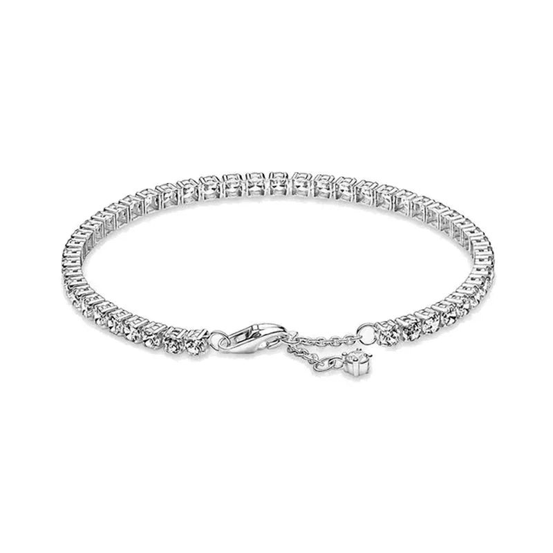 New 925 Sterling Silver Tennis Crystal Bracelet Sparkling Luxury Women'S Jewelry Zircon Water Bracelet Wedding Surprise Gift