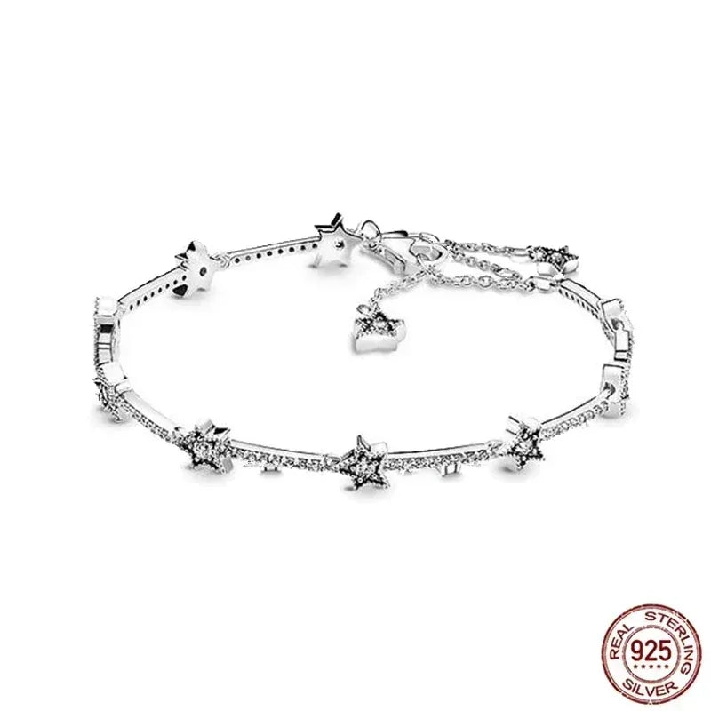 New 925 Sterling Silver Tennis Crystal Bracelet Sparkling Luxury Women'S Jewelry Zircon Water Bracelet Wedding Surprise Gift