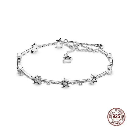 New 925 Sterling Silver Tennis Crystal Bracelet Sparkling Luxury Women'S Jewelry Zircon Water Bracelet Wedding Surprise Gift
