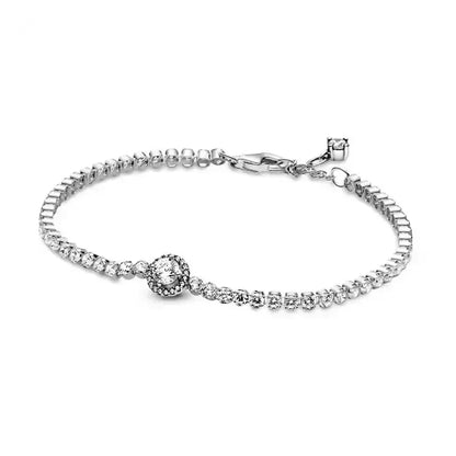 New 925 Sterling Silver Tennis Crystal Bracelet Sparkling Luxury Women'S Jewelry Zircon Water Bracelet Wedding Surprise Gift