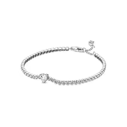 New 925 Sterling Silver Tennis Crystal Bracelet Sparkling Luxury Women'S Jewelry Zircon Water Bracelet Wedding Surprise Gift