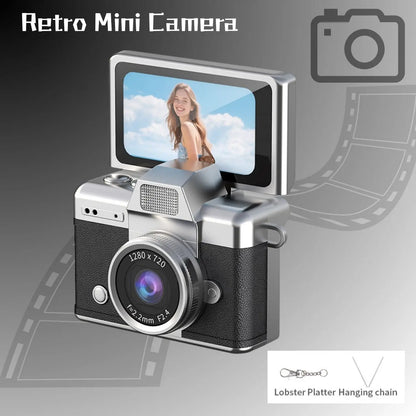 Flip-Screen Vintage Thumb Camera Selfie Flash with Keychain Compact HD Camera Fashion Accessory Special Mini Camera Gift Set