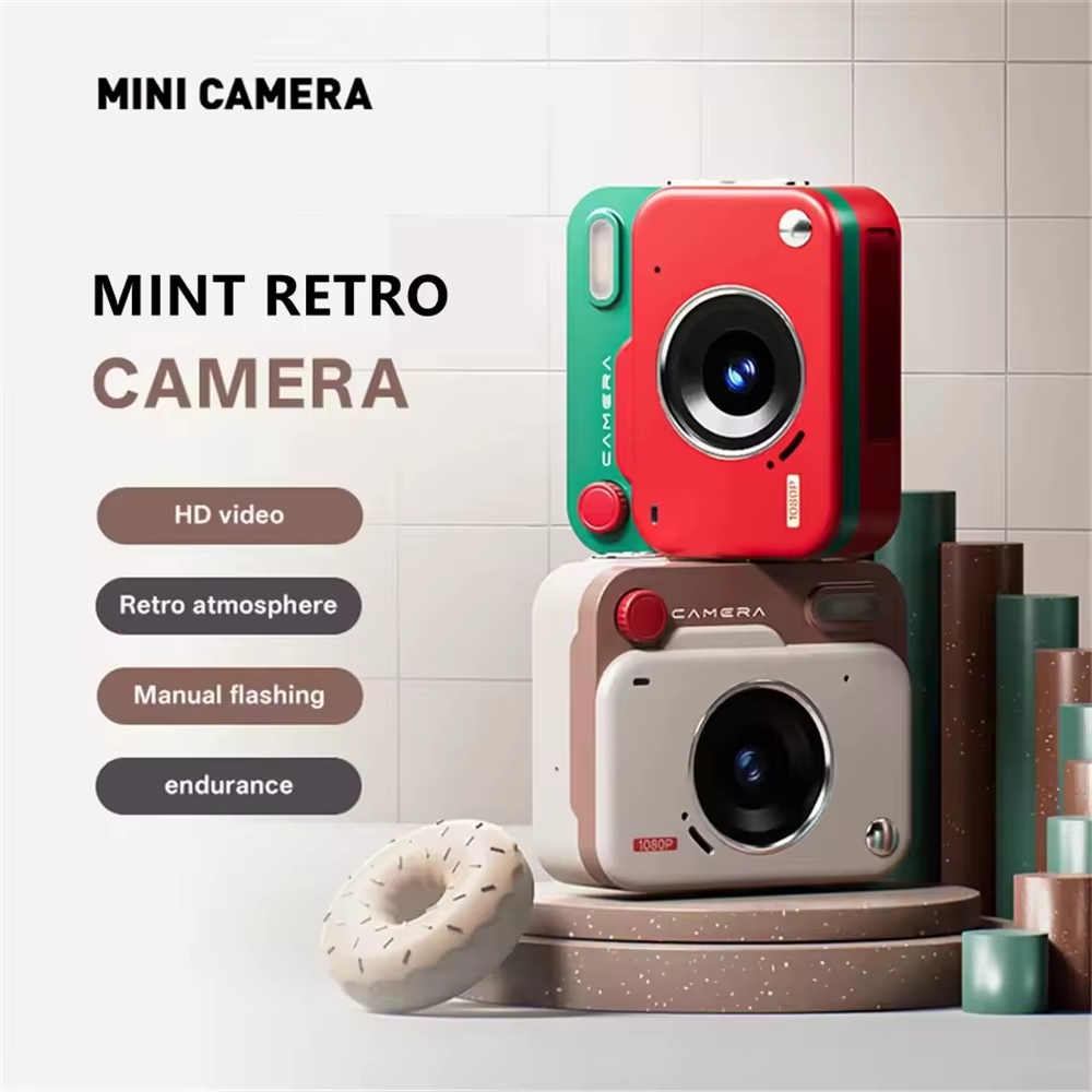 2025 New Thumb Pocket CCD Digital Camera HD Retro Mini Camera Portable Keychain Camera Outdoor Travel Photo Recorder Gift